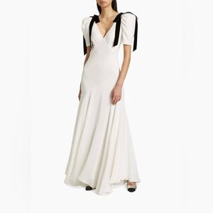 Rodarte Velvet Ribbon Silk Crepe Bias-Cut Gown Size 0